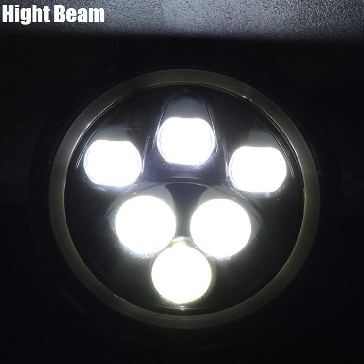 Black 7inch Round LED Headlight for Jeep Wrangler off Road 4X4 Motorcycle High Low Beam Light Halo Angle Eyes Blue DRL Headlamp