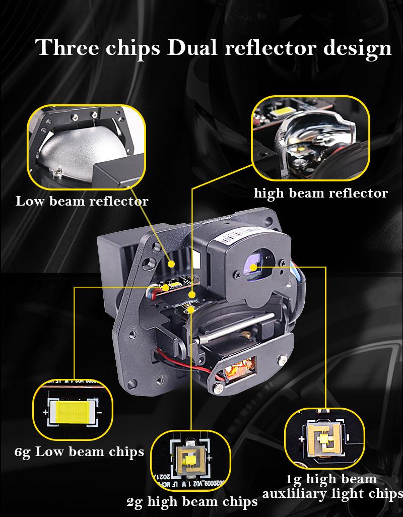 Sanvi Hot Sale Universal 3.0" 40W 6000K 12V Car Bi LED Projector Lens with Hella 3r G5 LED Headlight Lenses Diode Chips Lights Retrofit Factory Supplier