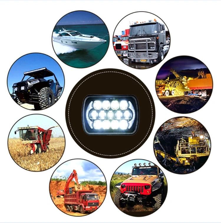 105W 7X6 5X7 Inch LED Headlamp Assembly Replacement with White DRL High Low Beam Sealed Beam LED Headlight