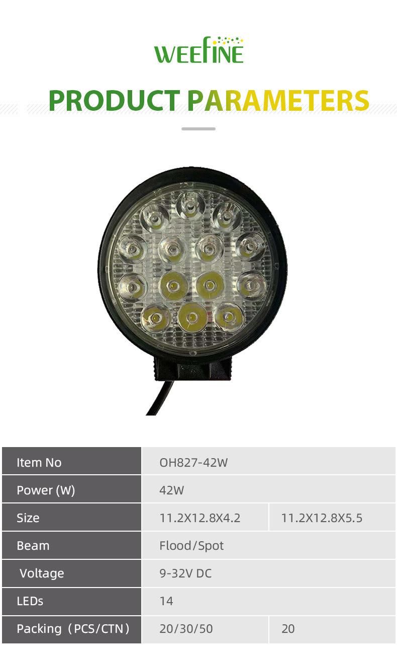Europe Super Bright Hot Sale 42W 14LEDs LED Driving Light for Truck Offroad Spot Lights