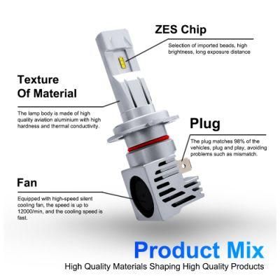 M3 New Version LED Headlight Bright Zes Chip 9005 9006 H11 H4 H1 H7 6000lm IP68