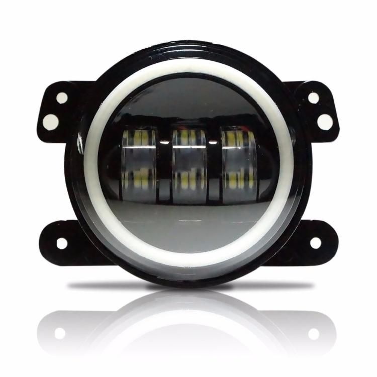 4 Inch Round LED Fog Light with Halo Angel Eyes DRL for Jeep Wrangler Jk White/Amber DRL 30W LED Fog Lamp