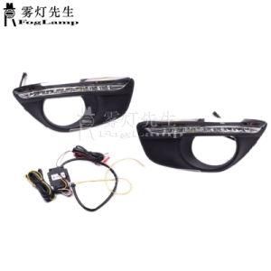 Car Daytime Running Light DRL LED Fog Lamp Cover with Yellow Turning Signal Functions for Hyundai Santa Fe 2010-2012