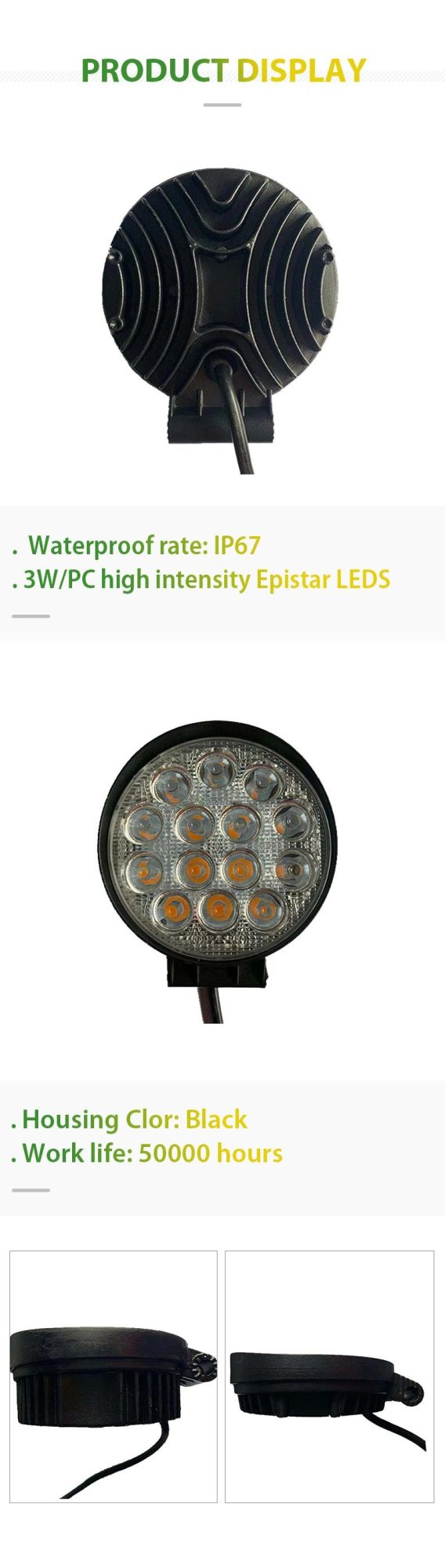 Wholesale High Quality 42W Auto Working Round LED Headlights for Truck Tractor