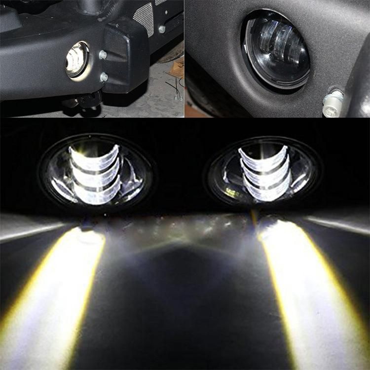 4 Inch 30W Round LED Fog Light Black LED Passing Auxiliary Lights Fog Lamp for Jeep Wrangler Jk Tj Grand Cherokee