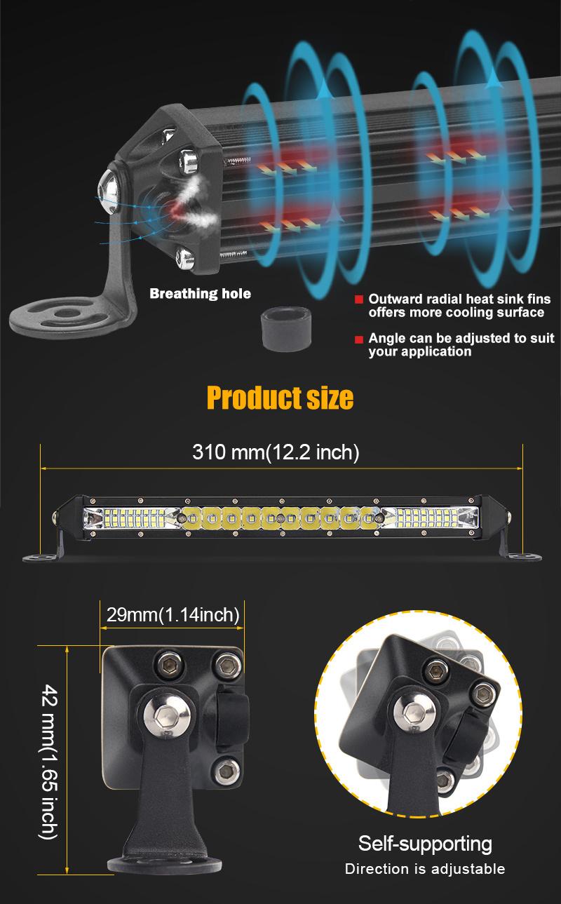 Jeep ATV UTV Driving Beam Single Row 10inch 4X4 Offroad LED Bar