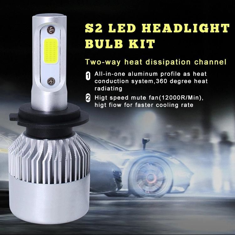 Auto Lighting Wholesale Three Side Head Lamp COB 72W 8000 Lumens 6500K H11 Conversion Kit S2 Car LED Headlight Bulb
