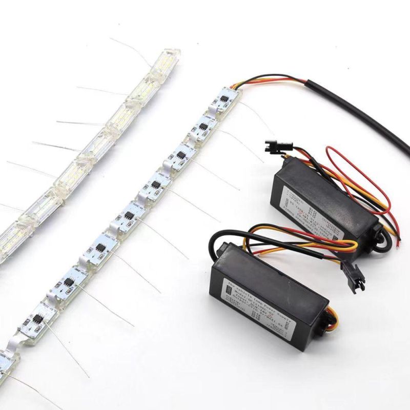 DRL-S9-60cm LED Strip Light Driver Built External Dual Color Running Waterproof Turn to Daytime Running Light Bar