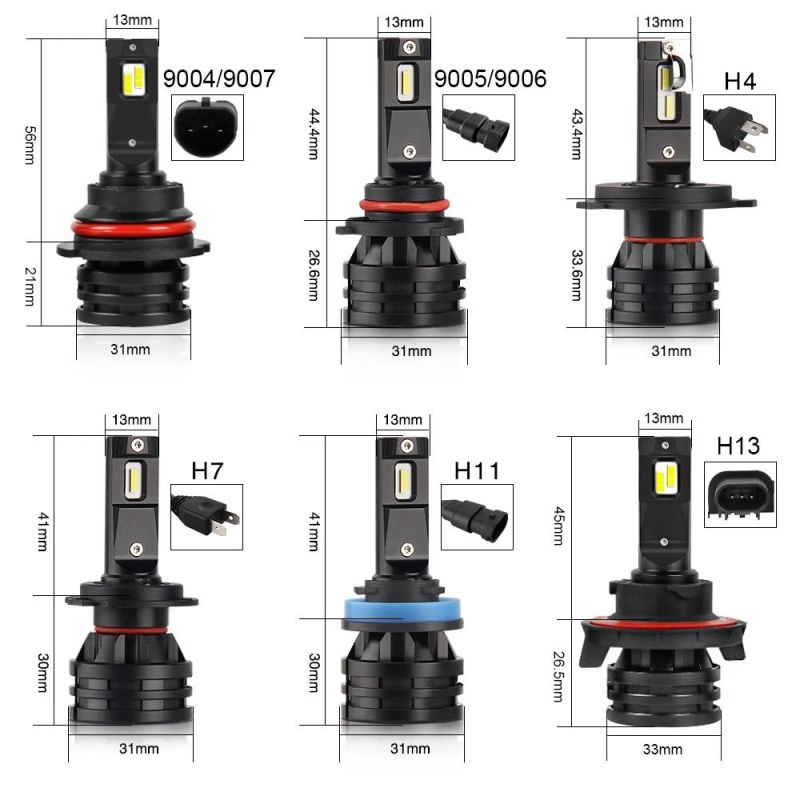 High Quality 60W 6500K Light Bulbs 9005 9006 H1 H3 H4 H7 H11 LED Auto Car M9 LED Headlight H4 H7 LED Auto Bulbs