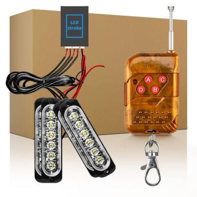 Dxz Car 12V 4in1 LED Car Eagle Eye Emergency Strobe Lights Remote Control Kit