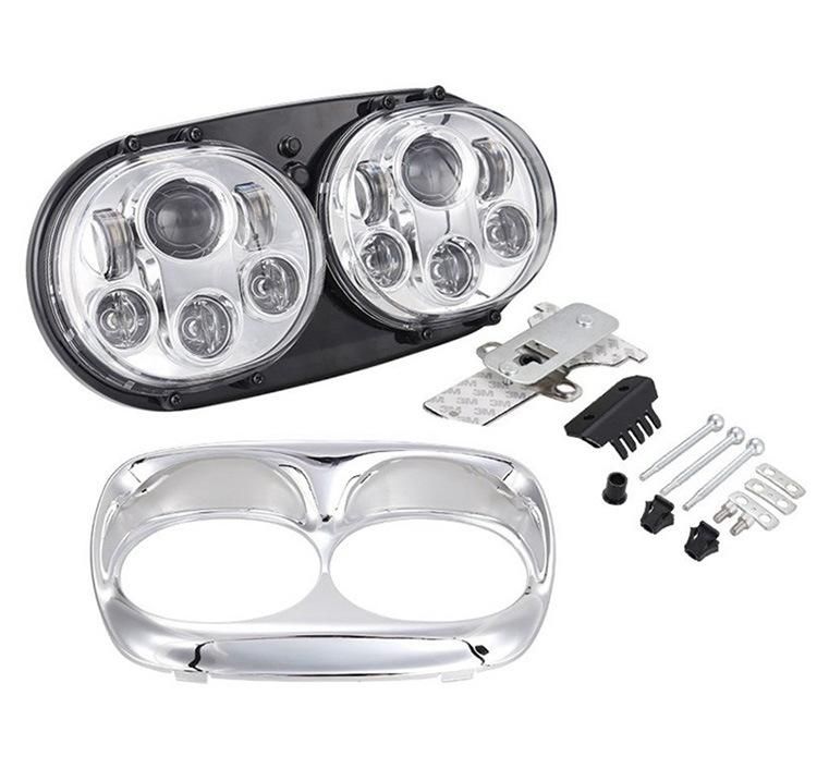 Double 5.75" 5-3/4" LED Headlight for Harley Motorcycle Black Silver Motorcycle Projector 45W LED Motorcycle Headlight