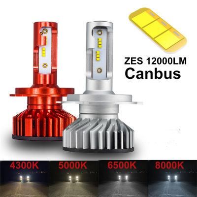 Canbus H4 H7 H1 H11 LED 4300K 5000K 6500K 8000K Car Headlight H3 H8 H9 H11 880 881 LED Bulb Auto Fog Lamp 12000lm Zes