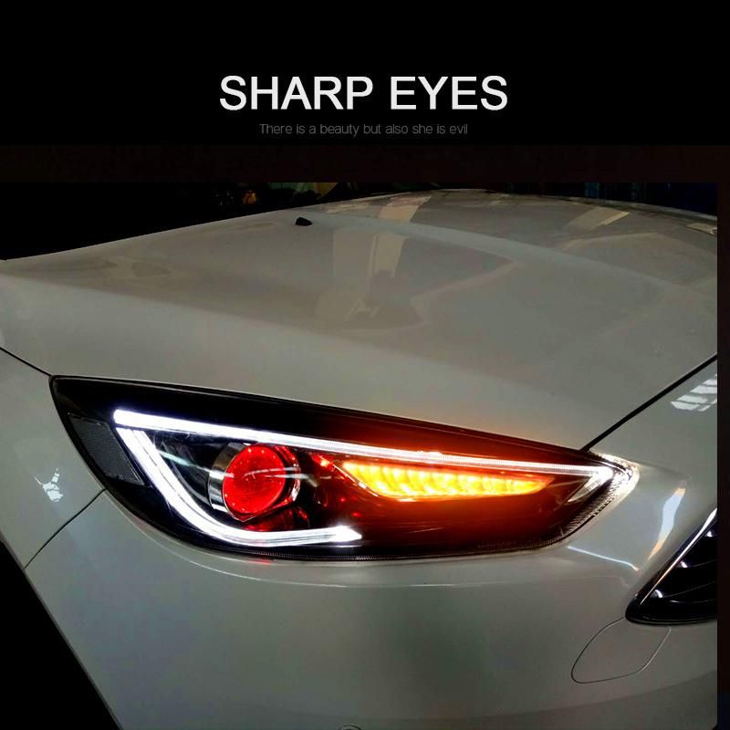 for Ford Focus 2015/2016/2017 Car Headlight Assembly LED Demon Eyes DRL Turn Signal Xenon HID Projector Lens