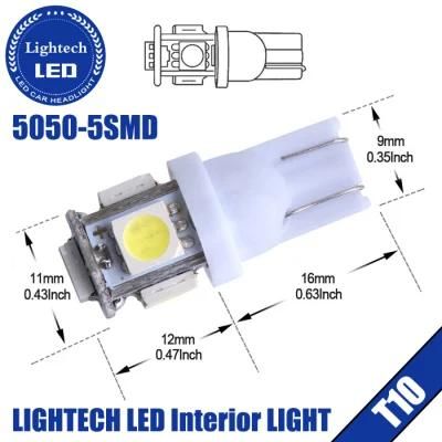 Top Seller High Lumens Epistar DC12/24V W5w T10 5050 5SMD LED Auto Bulb Red/White/Yellow Factory Wholesale