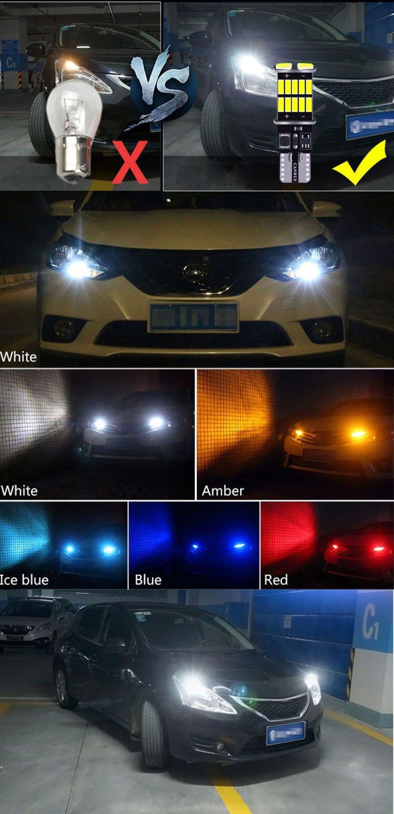 Raych Red Green LED Car LED Bulb 194 26SMD 4014 Error Free Canbus T10 LED Canbus W5w 194 192 LED Bulb