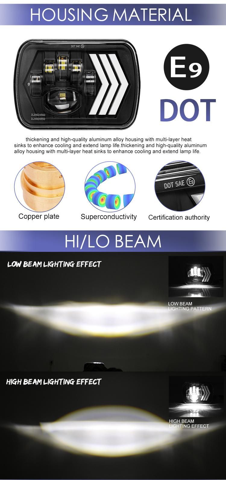 2020 Auto Lighting System High Power H6014 H6052 H6054 6054 H5054 Rectangle Square Angel Eyes Sealed Beam LED DRL 6X7 5X7 LED Headlight
