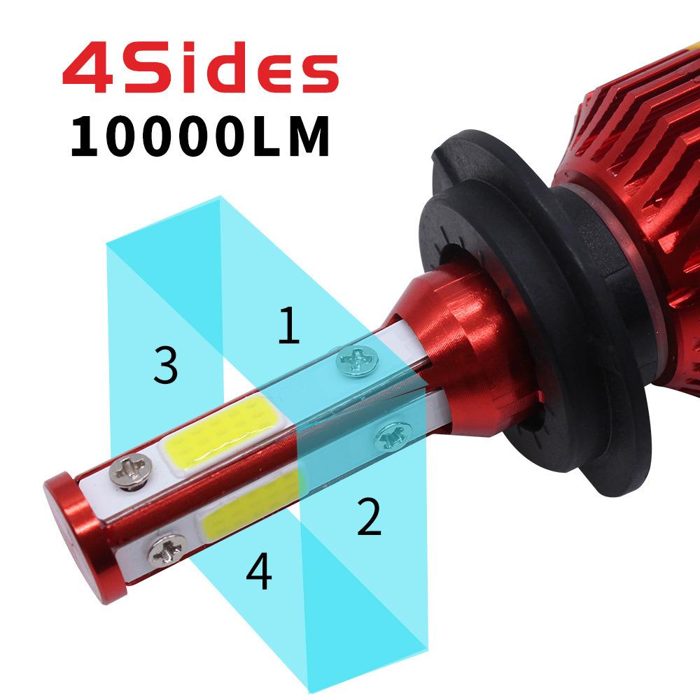 K7 6000K Auto LED Headlight 4sides H4 H7 H11 H13 9005 9006 9007 9008 Car Headlamp