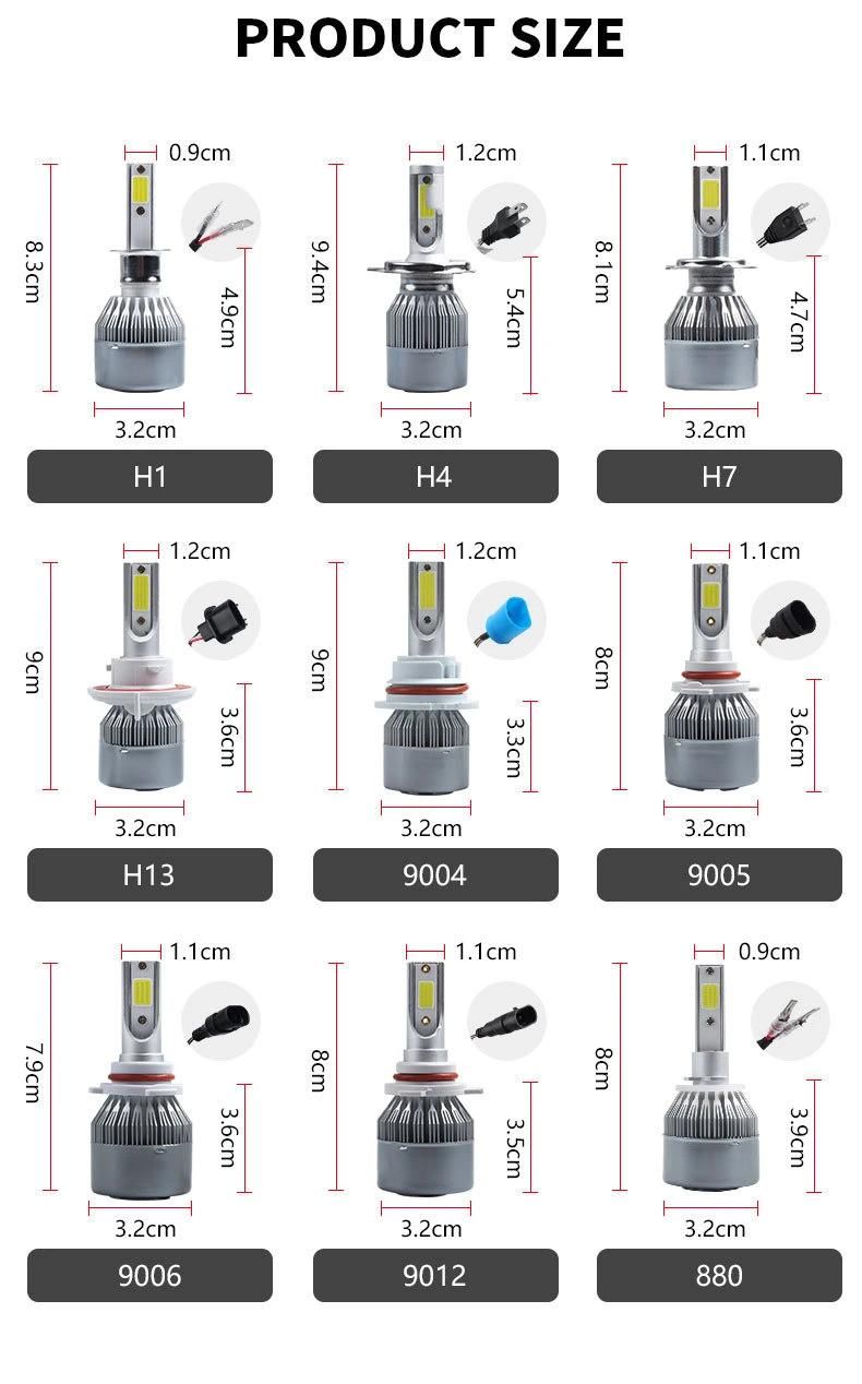 Canbus 9005 Hb3 LED Headlight Bulb H1 H3 H4 H7 H8 H9 H11 Hb4 9006 Hir2 9012 Fog Light 12-24V High Low Beam 6000K COB Headlamp