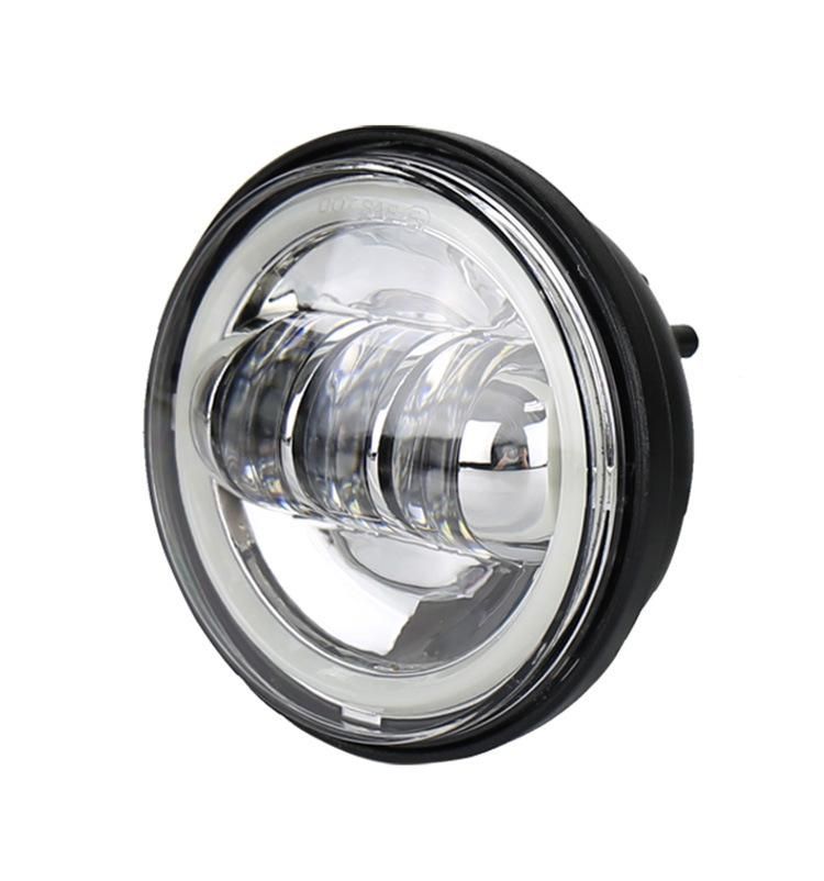 4.5" 4 1/2 Inch Motorcycle Chrome Black LED Fog Passing Auxiliary Light for Harley White DRL Halo 4.5inch LED Fog Light