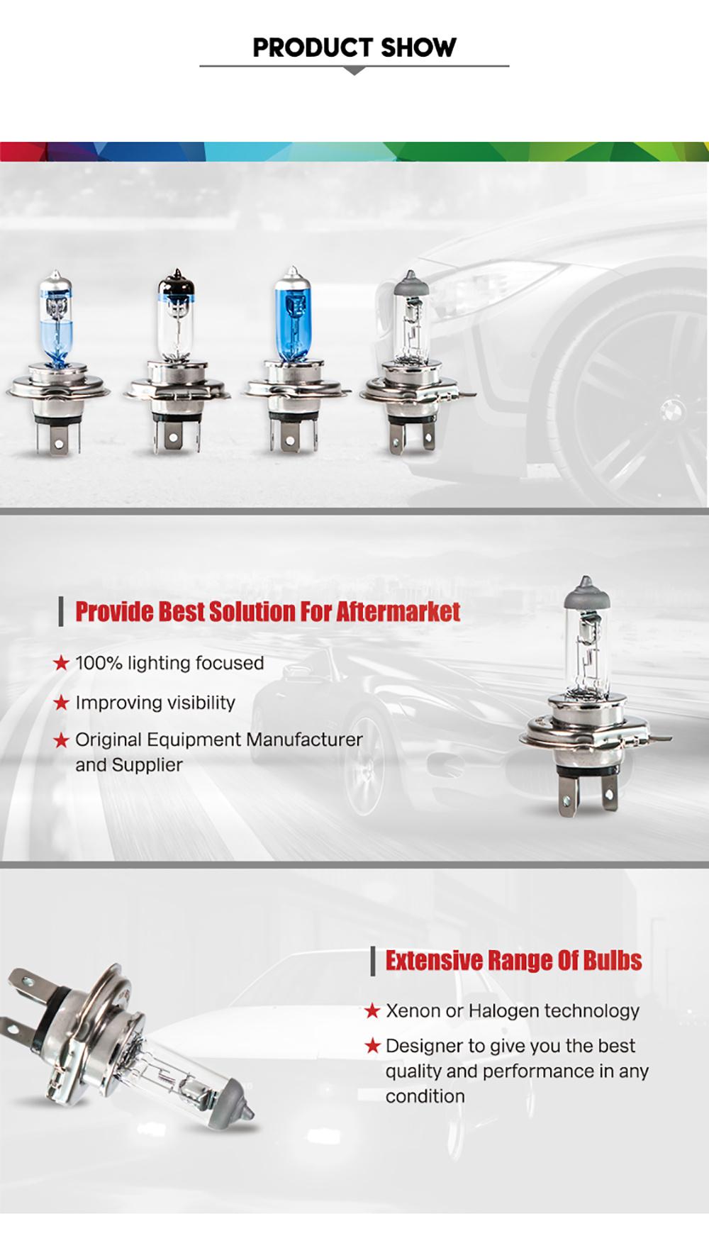 Hot Sale H4 12V 60/55W P43t Car Halogen Bulb