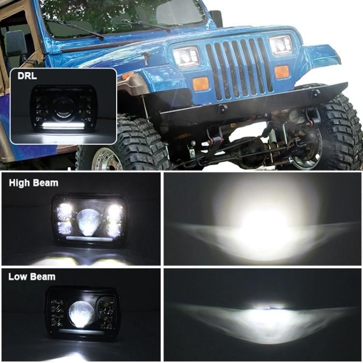 New 60W 5X7 7X6 LED Headlight with DRL for Jeep Wrangler Yj Cherokee Jk Truck 7" Square Sealed Beam Headlamp