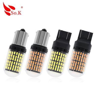 So. K T20 7440 W21W LED Bulbs 3014 144SMD LED Canbus No Error 1156 Ba15s P21W Bau15s Py21W LED Lamp for Turn Signal Light