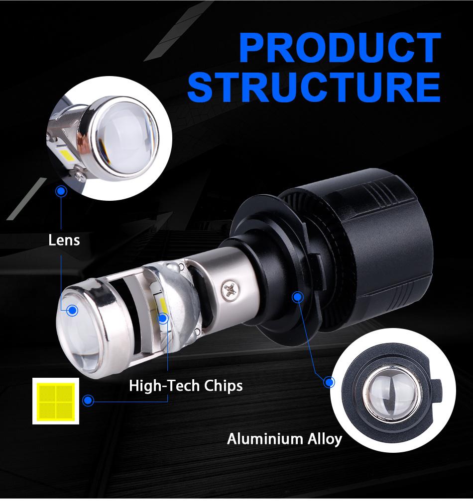 Super Bright H4 Ba20d High / Low Beam LED for Motorcycle Headlight Diode Bulb