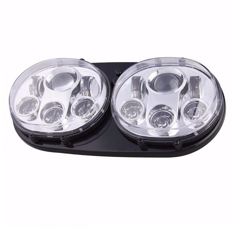 Double 5.75" 5-3/4" LED Headlight for Harley Motorcycle Black Silver Motorcycle Projector 45W LED Motorcycle Headlight