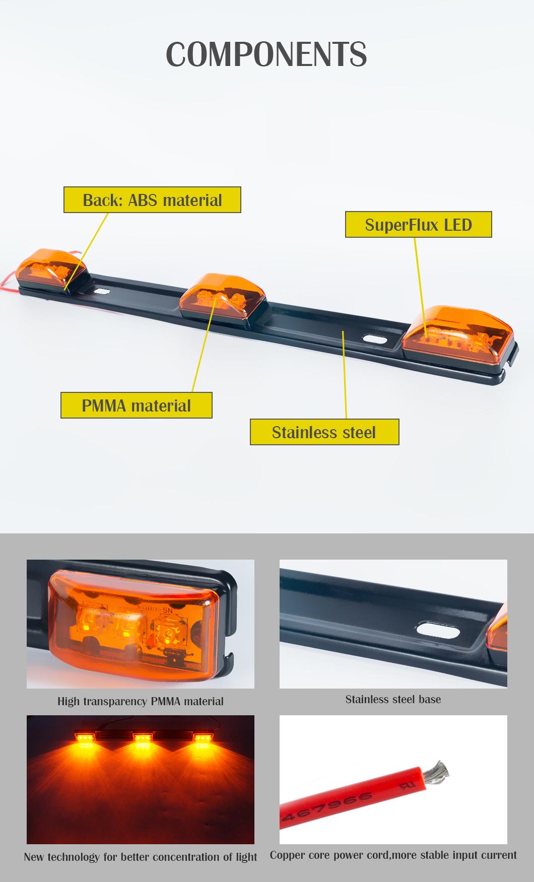 Marker Light Trailer Sealed Stainless Steel Trailer Identification LED Light Bar
