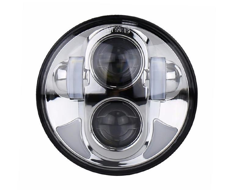 White DRL High Low Beam Projector LED Headlight for Glide Low Rider Harley Motorcycle 5.75 Inch Headlamp