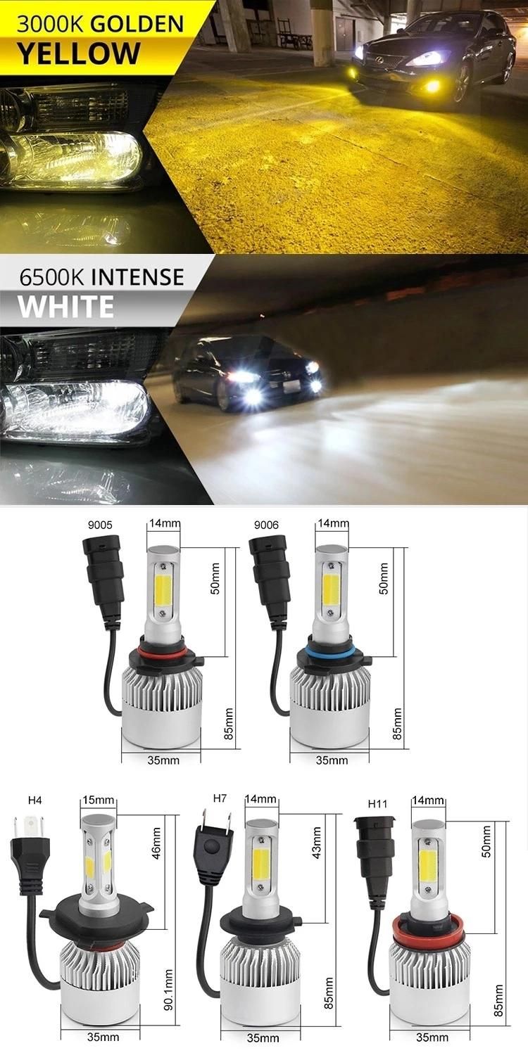 72W 8000lm S2 H4 COB Csp LED Headlight 6500K Hi-Lo Beam Car LED Headlights Bulb Head Lamp Fog Light LED Auto Accessories Parts