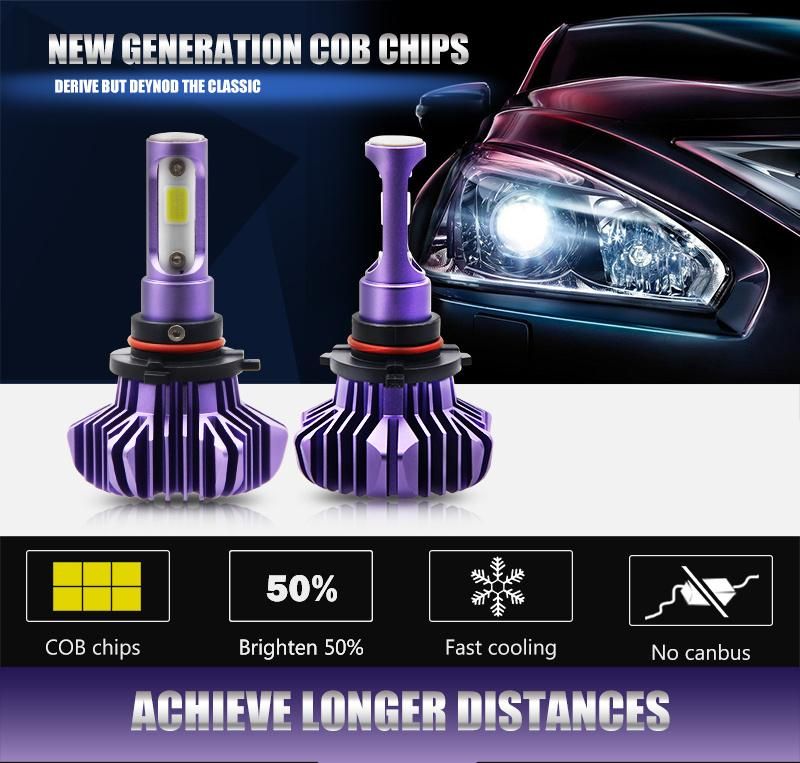 Cheap Purple S9 COB Chip H4 H7 H11 9005 9006 LED Car Headlight Kit
