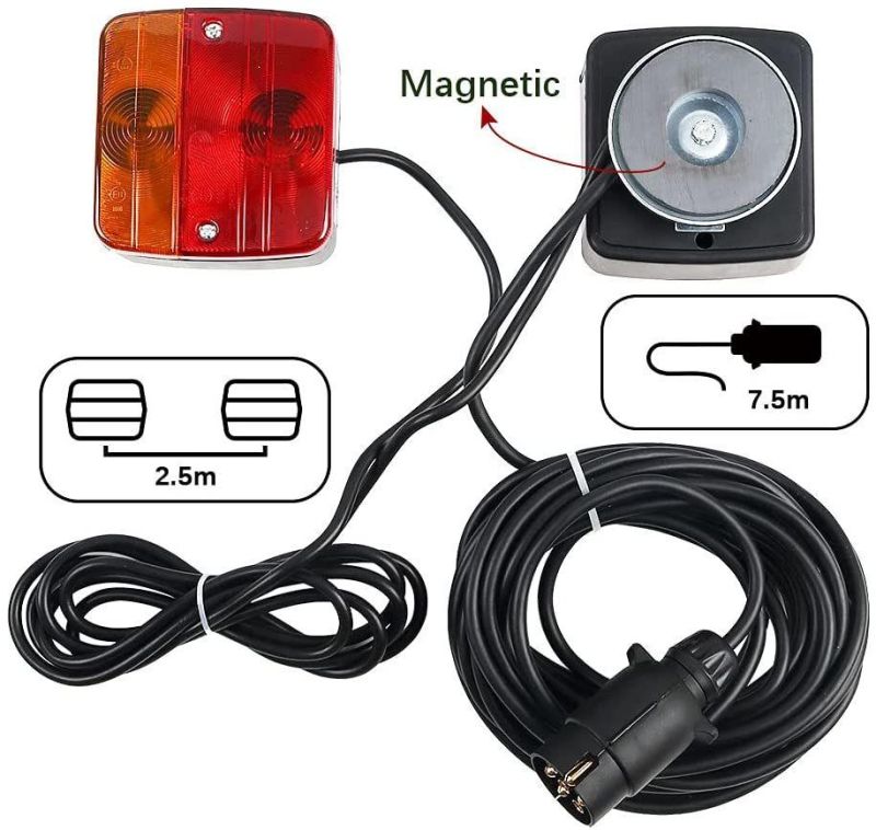 Rear Trailer Tail Bulb Lights Kit Magnetic Trailer Lights Set Rear Tail Lights with License Plate Lamp Rainrproof with Strong Magnetic