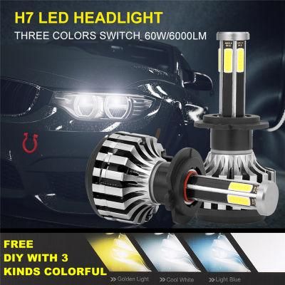 6-Side Hot Selling Car Headlight H4 LED C6 S2 H7 H1 H3 9005 X6s Auto Car Headlight Bulbs 6500K 3000K Auto Lights