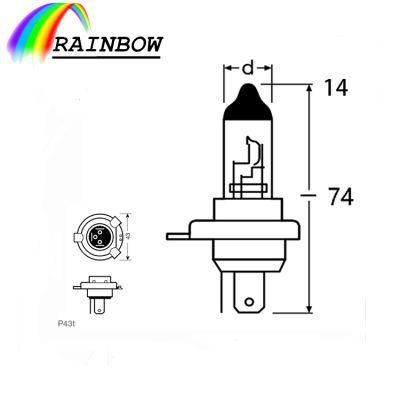 Factory Price Auto Light 75/65W=100/90W Ultra White H4 Halogen Bulb