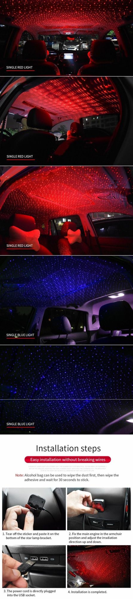 Small Size Gorgeous Color Car Atmosphere Lamp Starlight Headliner