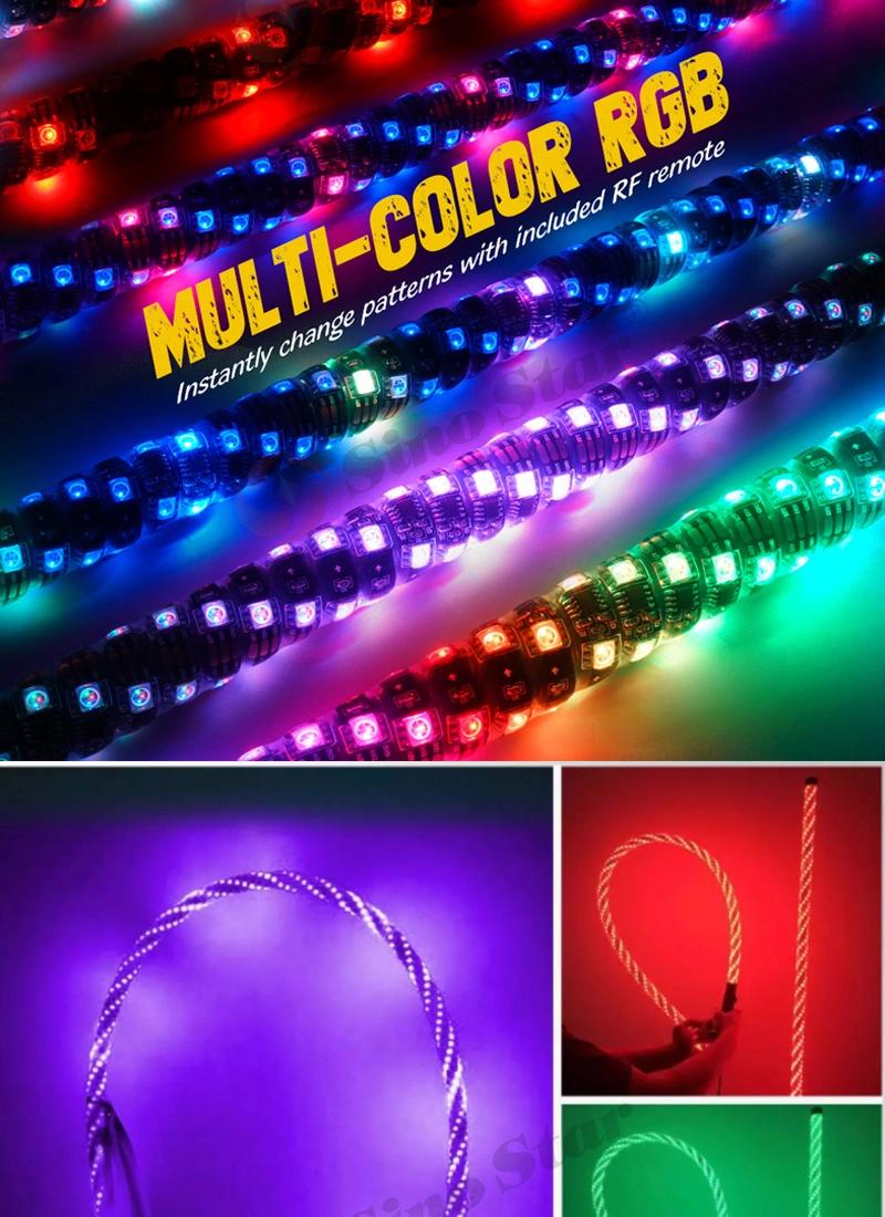 Swl1-6FT 1 PCS 1.8m Remote Control Antenna RGB 360 Degree Spiral LED Whip Lights for UTV off- Road Vehicle ATV