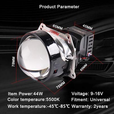 Sanvi 3 Inch 12V 44W 5500K A8 Bi LED Projector Lens Headlights LED Chips for Car Auto Motorcycle Light Car Fog Lights Headlamp Factory Supplier