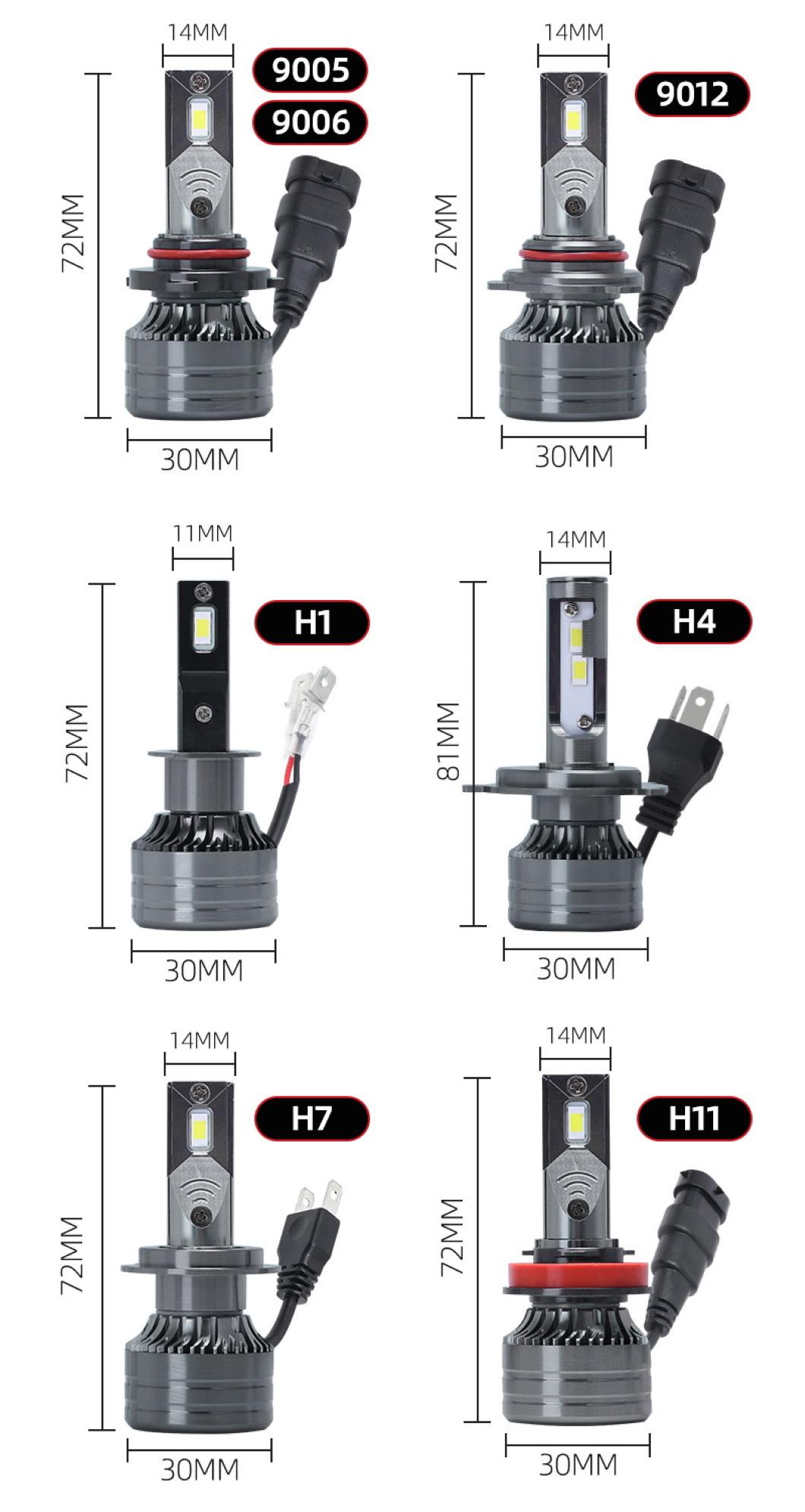 12V LED Headlight 70W Super Bright Waterproof IP687 Fan Cooling Car LED Headlamp Bulbs