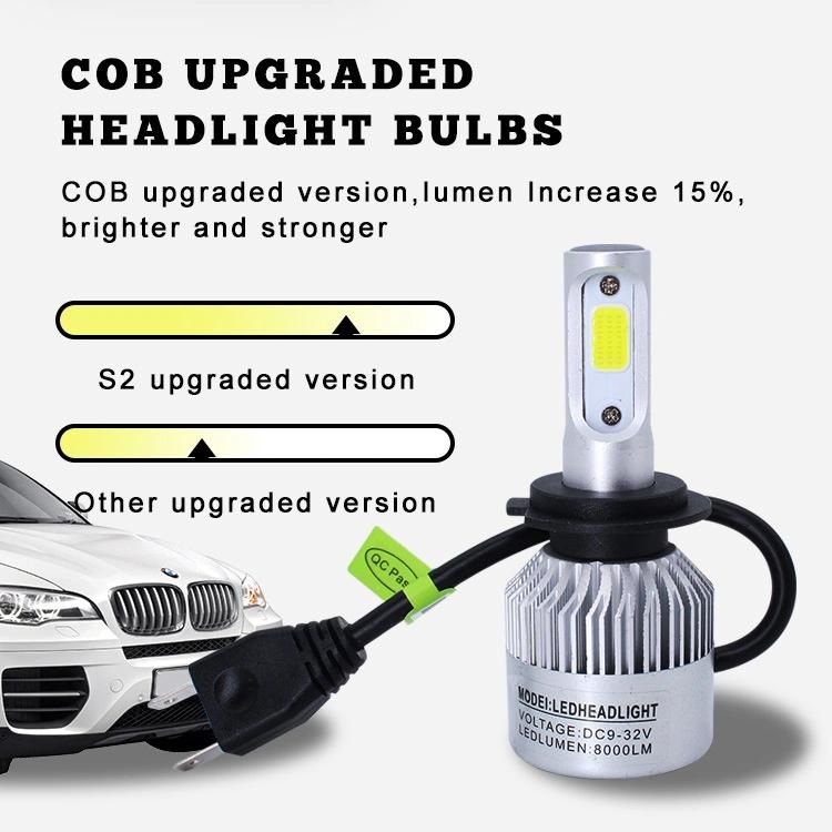 Auto Lighting Wholesale Three Side Head Lamp COB 72W 8000 Lumens 6500K H11 Conversion Kit S2 Car LED Headlight Bulb