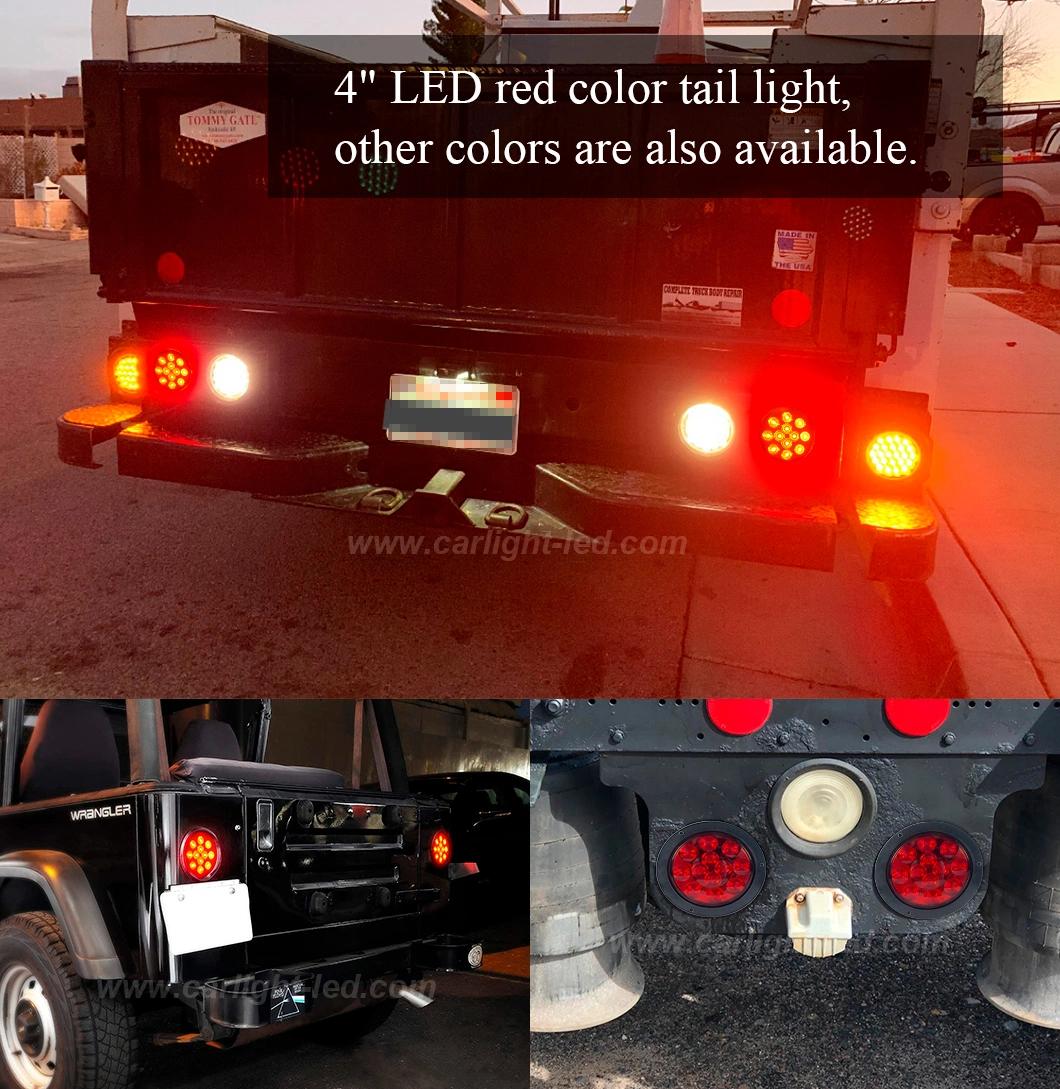 Waterproof 4" LED Brake Stop Turn Tail Rear Marker Lamps for Truck Car Auto RV Boat Trailer Ute UTV 12V Grommet Plug Included