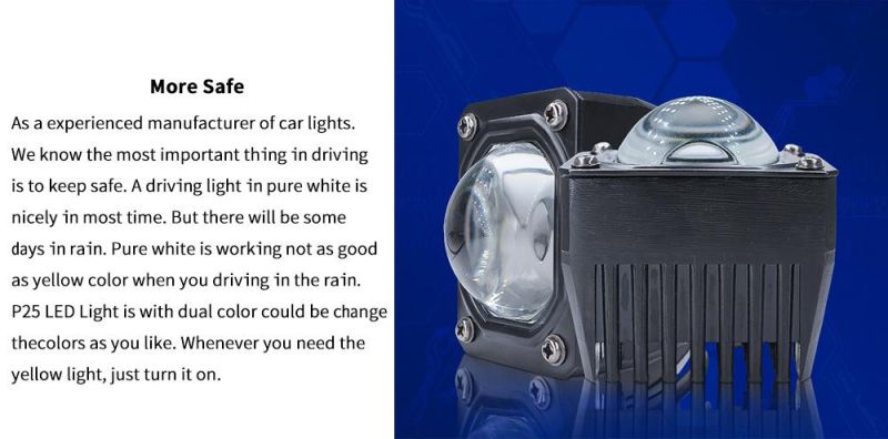 Lightech LED Driving Light S2 with Auto Projector Lens RGB LED Rectangle Headlight X3 C6 H4
