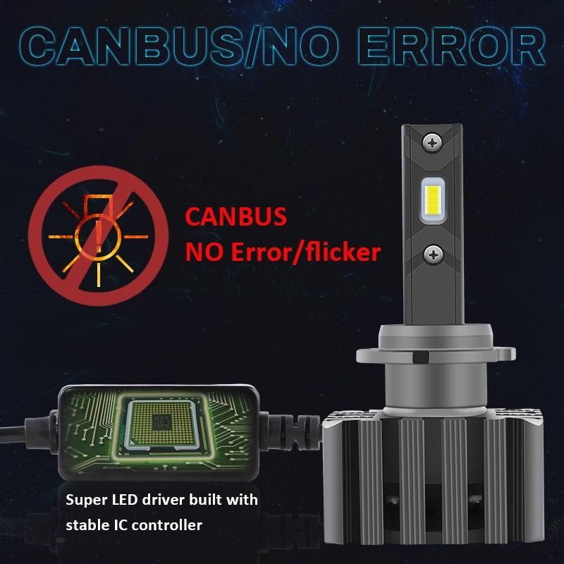 Plug and Play Fan Heatsink Waterproof High Power 50W D Series D1s Csp Eutectic LED Headlight with Decoder