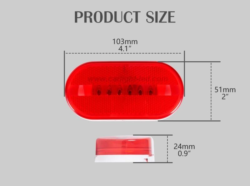 4 Inch Trailer Rectangular LED Side Marker Clearance Lights