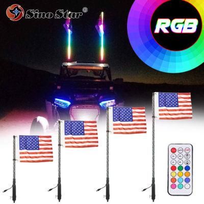 Swl2-3FT 2PCS Remote Control Antenna Whips Lamp Accessories RGB 360 Degree Spiral LED Whip Lights for UTV off- Road Vehicle ATV