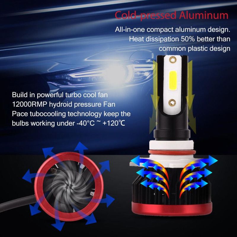 2 Uds Mini LED H7 H4 Bombilla LED Linterna Del Coche De H11 H1 H8 H9 H3 9005/Hb3 9006/Hb4 100W 20000lm 6500K Auto Faro Luz De Niebla