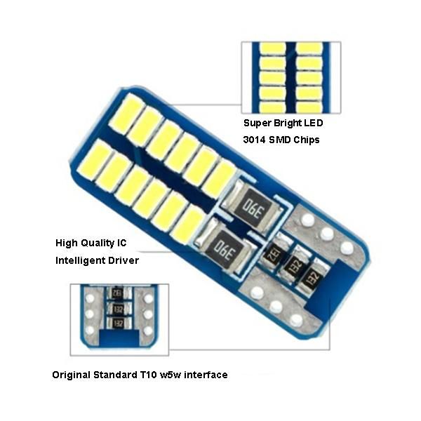T10 W5w LED Interior Light 3014 24SMD Bulbs
