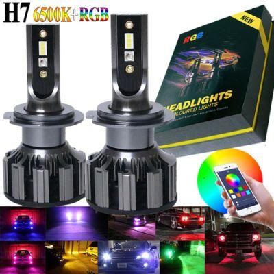 Updated Design H4 H13 9004 9007 RGB Color Changeable LED Car Headlight with Bluetooth Control