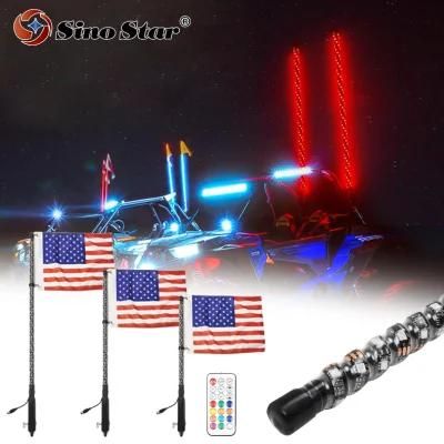 Swl1-6FT 1 PCS 1.8m Remote Control Antenna RGB 360 Degree Spiral LED Whip Lights for UTV off- Road Vehicle ATV