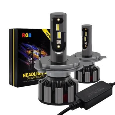 12V APP Control Bluetooth 7 Colors RGB LED Headlight Bulb H4 H7 H11 LED Car Light